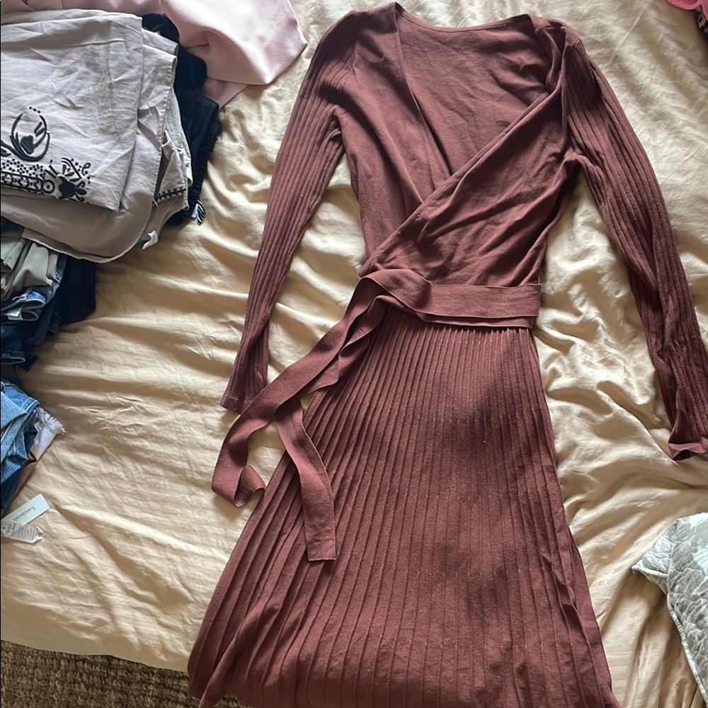 Elegant Brown Wrap Dress